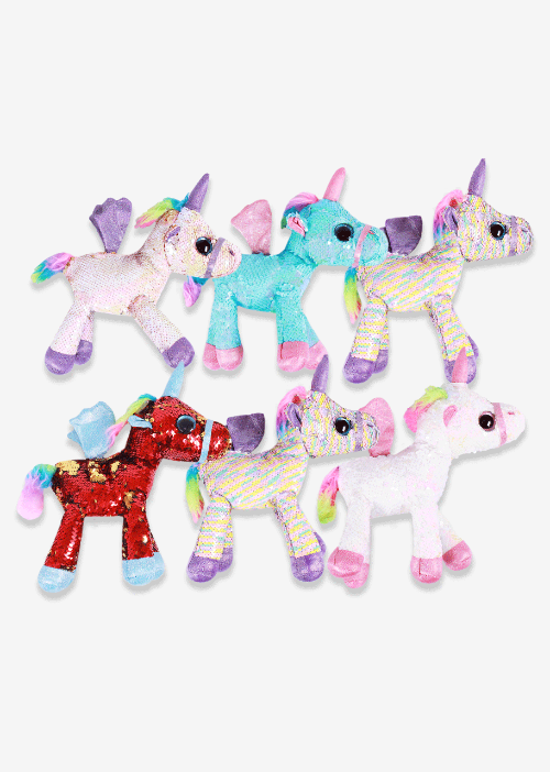 unicornio lentejuela de peluche Y589