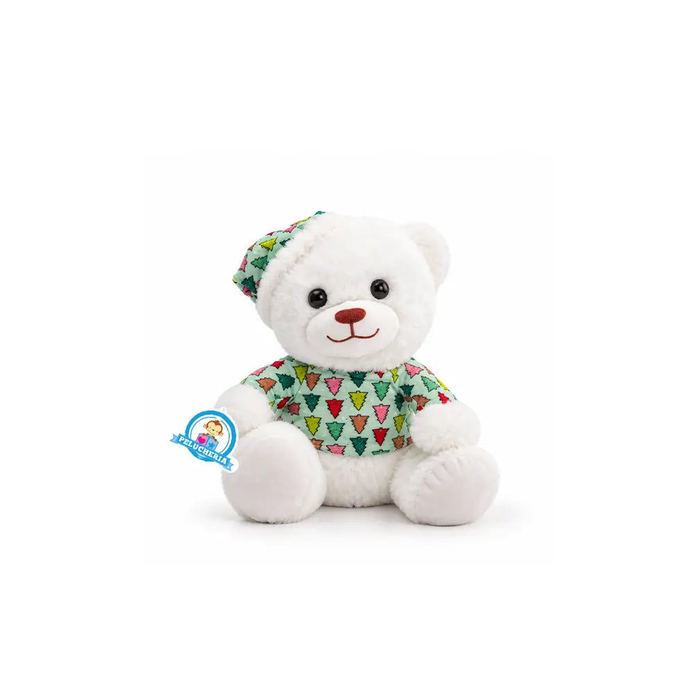 Oso de peluche Blanco Winter Pijama Navidad 28 cm